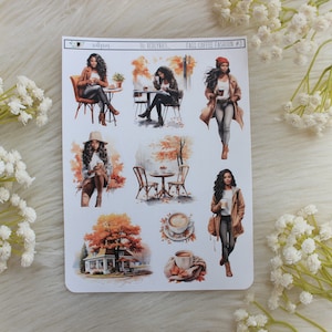 Fall Coffee Fashion #3, ALLEEN BRUINE HUID, Planner Decoratie, Journal Stickers, Planner Stickers, Fashion Stickers