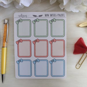 Pastel Bow Boxes, Planner Stickers