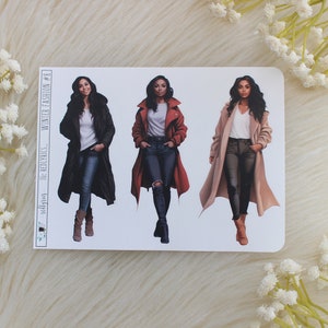 Winter Fashion #8, DARK SKIN ONLY, Fashion Girls, Planner Stickers, Fashion Stickers