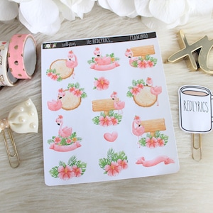 Flamingo Deco Stickers, Planner Stickers, Planner Deco