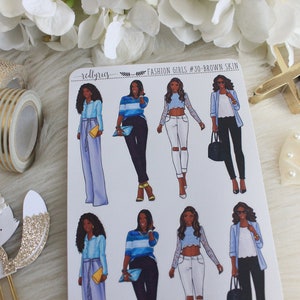 Mini Fashion Girls #30, Brown Skin, Fashion Stickers