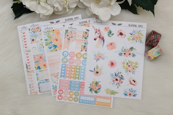 BLOOMING APRIL, Planner Stickers, Planner Supplies 