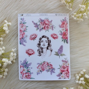 Vintage Poesie Blumendekoration, Frühling Aufkleber, Planer Dekoration, Journal Aufkleber, Planer Aufkleber, Mode Aufkleber