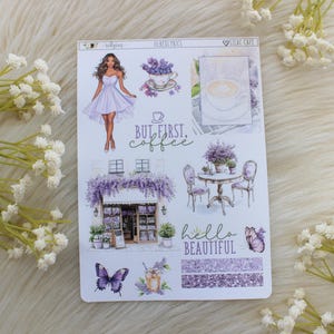 Café Lila, SOLO PIEL MORADA, Decoración de agenda, Pegatinas de diario, Pegatinas de agenda, Pegatinas de moda