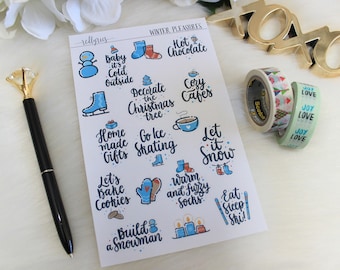 Noticias de los placeres de invierno, pegatinas del planificador, deco planificador