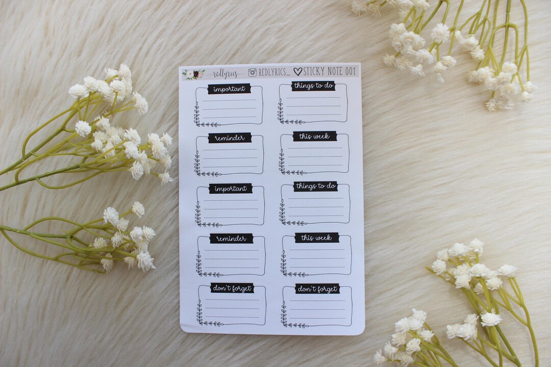 Sticky Note 001: Journal- Sticky Note- Planne - Days Stickers - Etsy