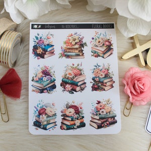 Floral Books Decor, Planner Decoration, Spring Stickers, Planner Stickers
