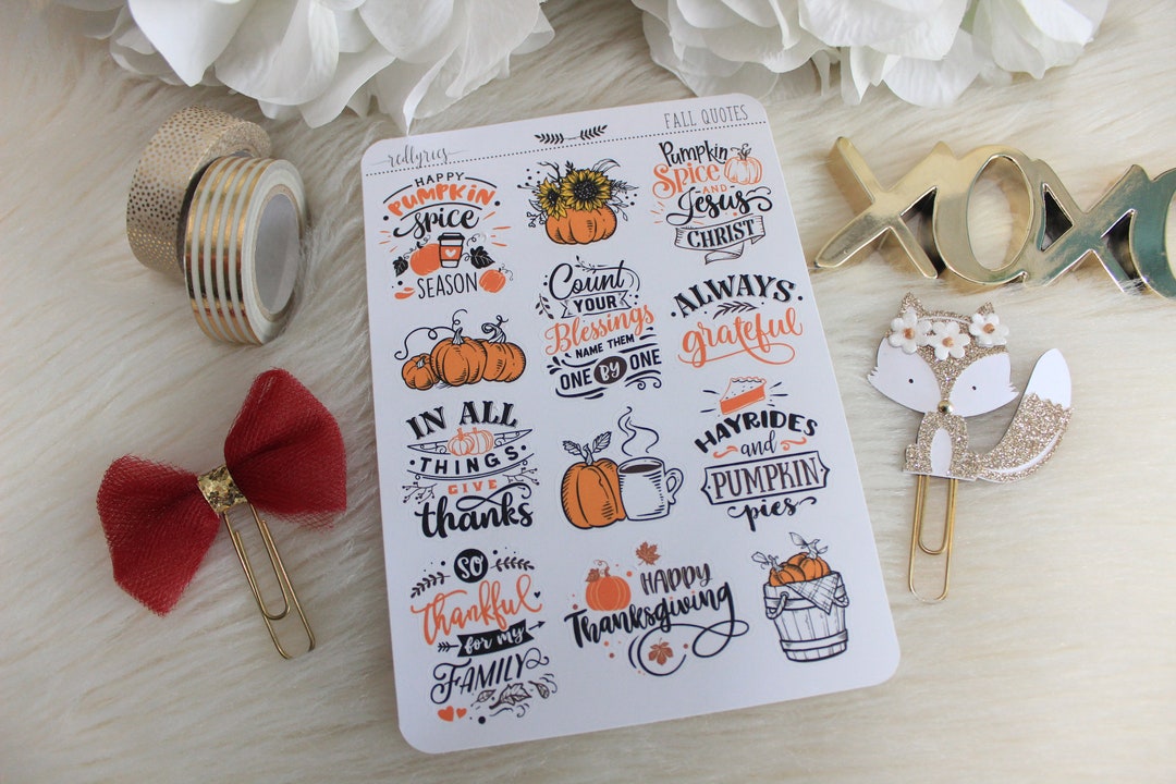 Fall Quotes, Planner Stickers - Etsy