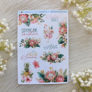 Tropical Vibes Vol 2, Summer Stickers, Planner Decoration, Journal Stickers, Planner Stickers, Fashion Stickers