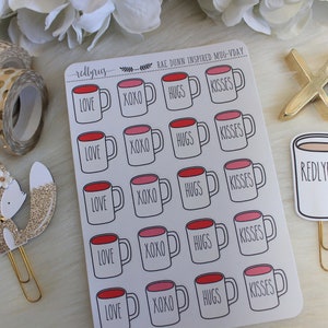 Rae Dunn Inspired Valentines Day  Mugs, Planner Stickers