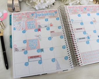 JANUARY Monthly Kit, Planner Stickers, ECLP