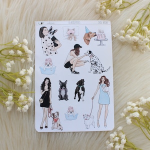 Maman chien, PEAU CLAIRE UNIQUEMENT, décoration d'agenda, autocollants de carnet de notes, autocollants d'agenda, autocollants mode