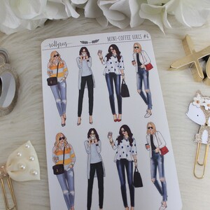 Mini Coffee Girls #4, Fashion Stickers, Planner Decor