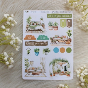 Zomer Boho Home, zomerstickers, plannerdecoratie, dagboekstickers, plannerstickers, modestickers