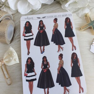 Mini Fashion Girls #27, Brown Skin, Planner Decor