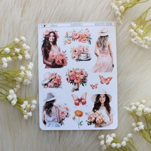 Bella primavera, SOLO PELLE CHIARA, Decorazione pianificatore, adesivi per diario, adesivi pianificatore, adesivi di moda