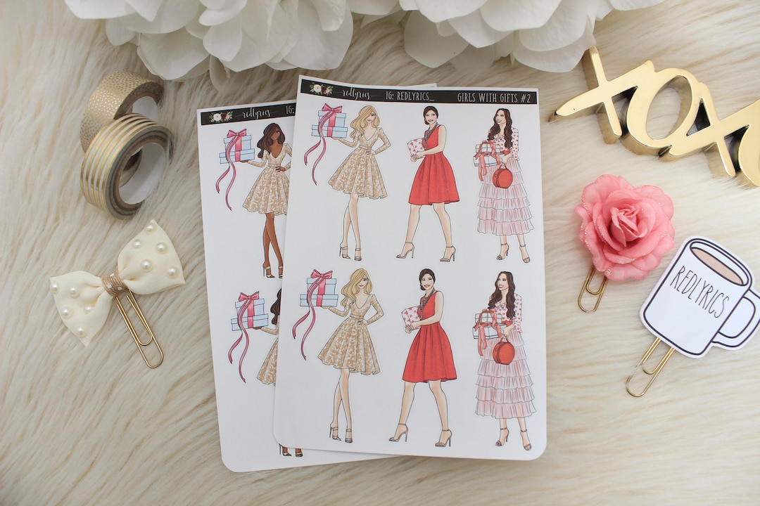 Mini Girls With Gifts #2, CHOOSE YOUR OPTION, Fashion Stickers, Planner ...