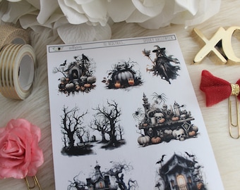 Spooky Halloween, Planner Decoration, Journal Stickers, Planner Stickers, Fashion Stickers