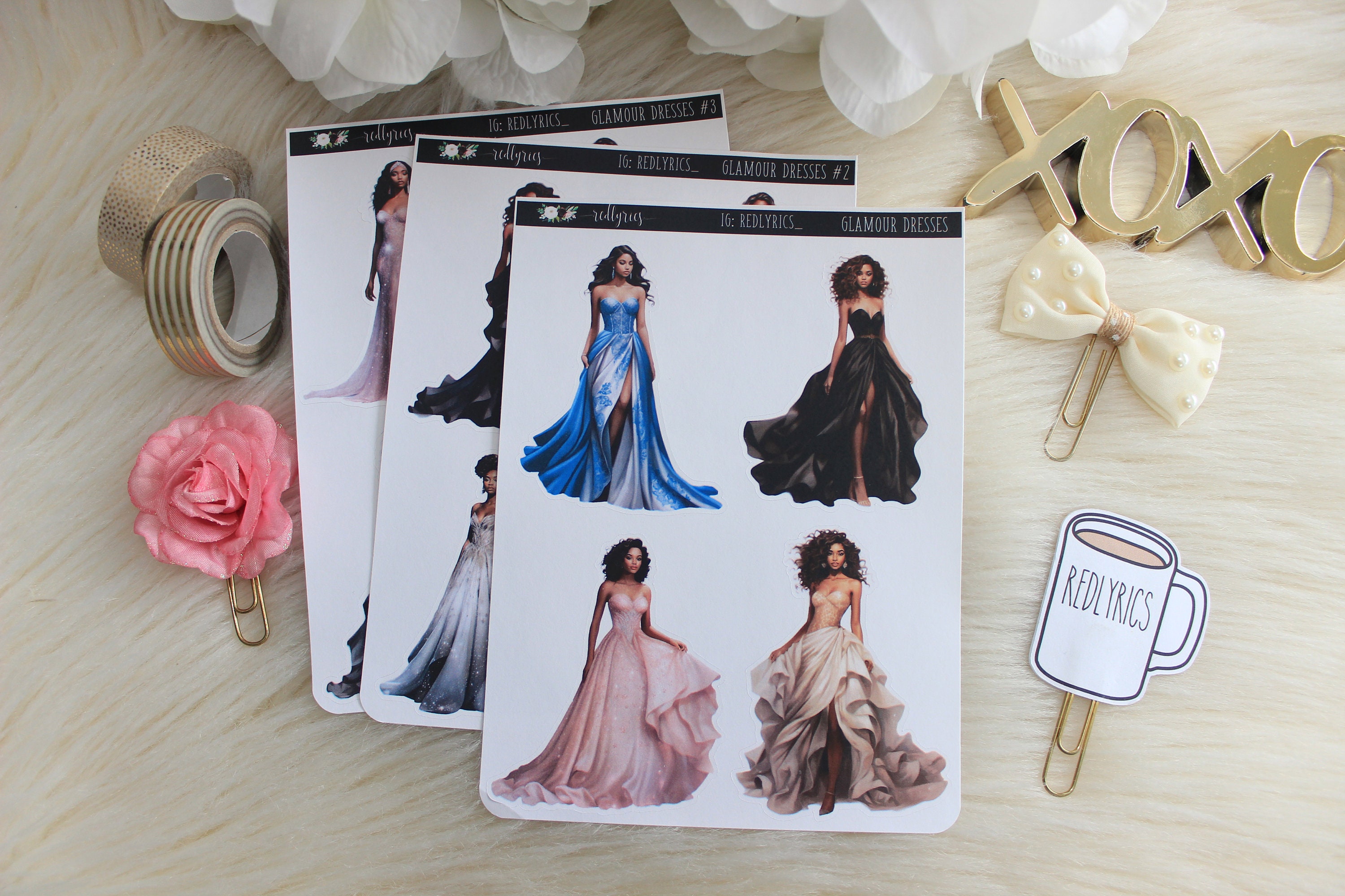 Glamour Dresses, DARK SKIN ONLY, Fashion Girls, Planner Stickers, Fashion  Stickers - Etsy, image size:3000x2000