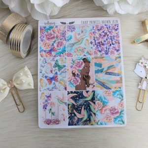 Fairy Princess, Brown Skin, Planner Stickers