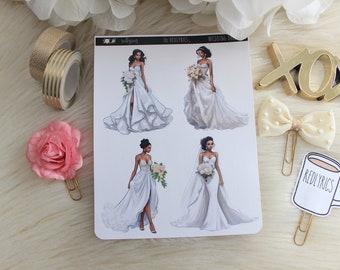 Hochzeitskleider, DARK SKIN ONLY, Mode Mädchen, Planner Aufkleber, Mode Aufkleber