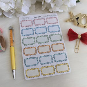 Pastel Scallop Half Boxes, Planner Stickers,