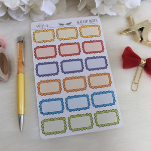 Scallop Full Boxes, Planner Stickers,
