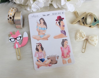 Beach Day Fashion Girls, Planner Stickers