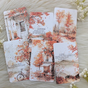 6 tarjetas de diario de otoño, decoración de planificador, tarjetas de diario, tarjetas de planificador, indicaciones para el diario