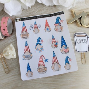 4TH of July Gnomes, Planner Stickers, Planner Deco