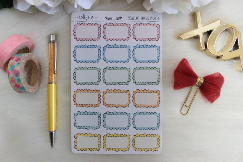 Pastel Scallop Half Boxes, Planner Stickers, - Etsy