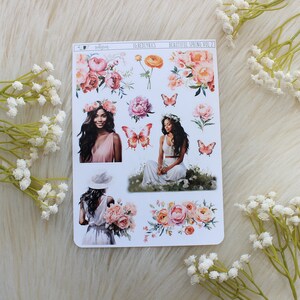 Bella primavera Vol 2, SOLO PELLE MARRONE, Decorazione pianificatore, adesivi per diario, adesivi pianificatore, adesivi di moda