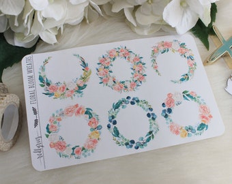 Floral Bloom Wreath, Sticker Decorations, Planner Stickers