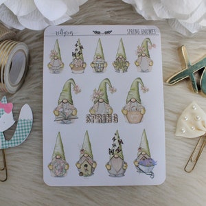 Spring Gnomes, Planner Stickers, Deco Stickers