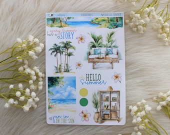 Estate tropicale, adesivi estivi, decorazioni per planner, adesivi per diari, adesivi per planner, adesivi alla moda