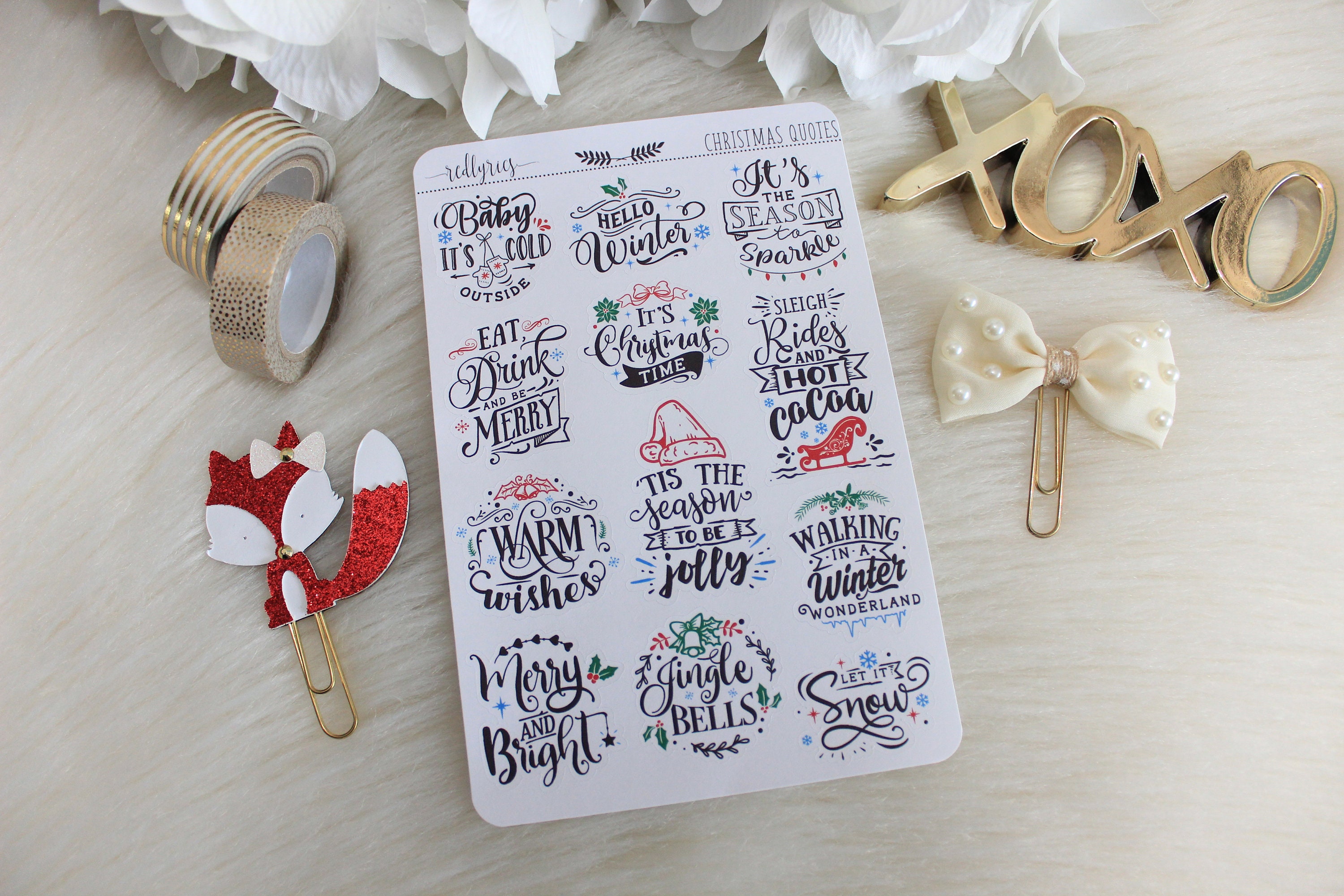 Christmas Quotes, Planner Stickers