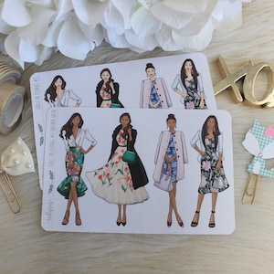Meninas em Floral #2, ESCOLHA SUA OPÇÃO, Fashion Girls, Adesivos Planner