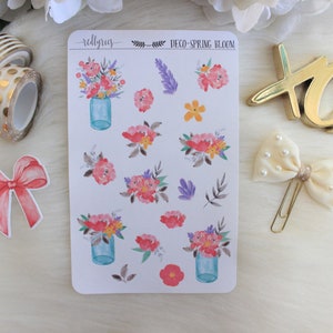 Spring Bloom Deco Stickers, Planner Stickers