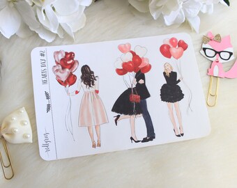 HEARTS DAY #2, Fashion Stickers, Fashion Girls, Planner Stickers