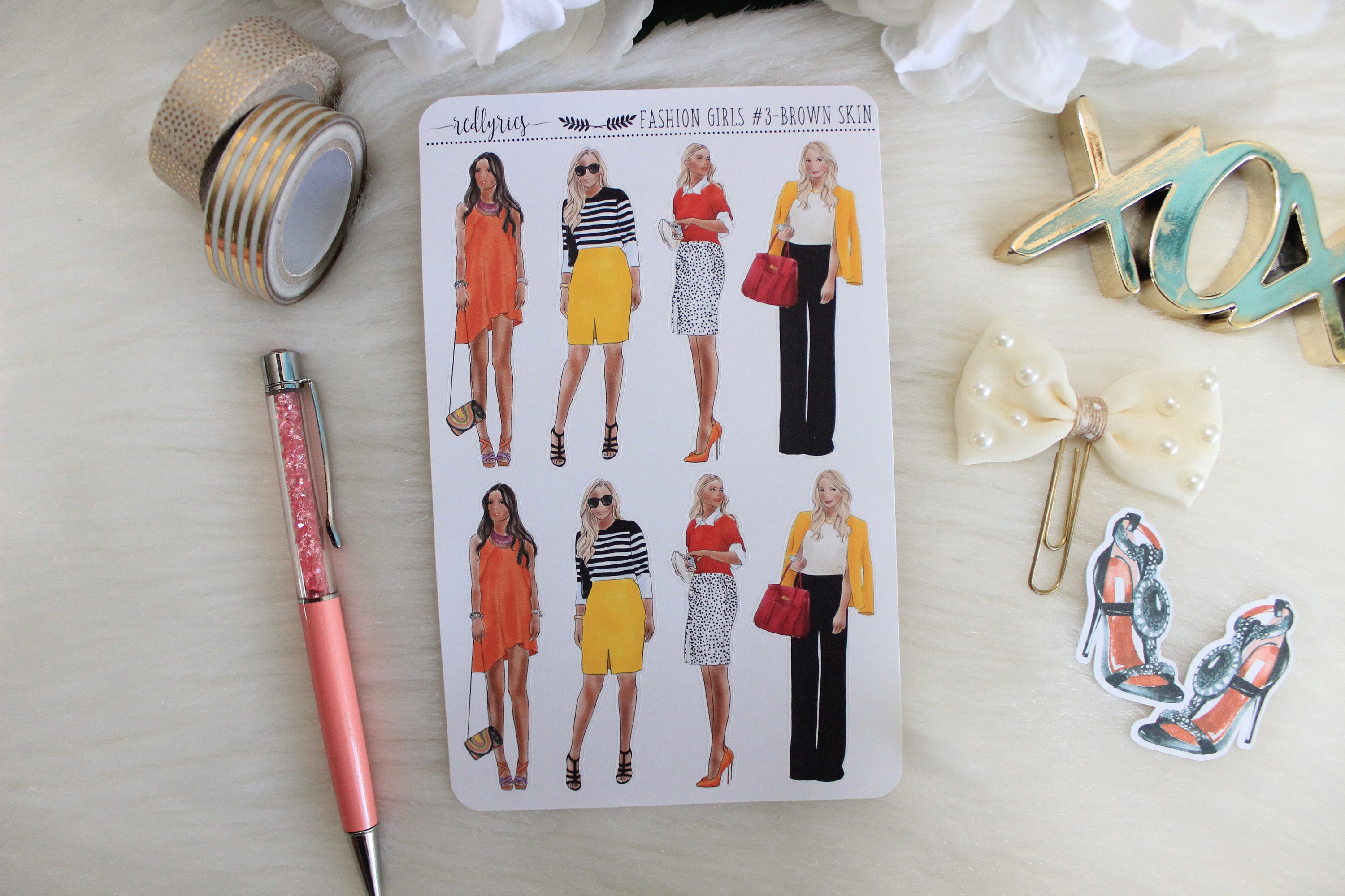 Mini Fashion Girls #3, Brown Skin, Fashion Stickers - Etsy