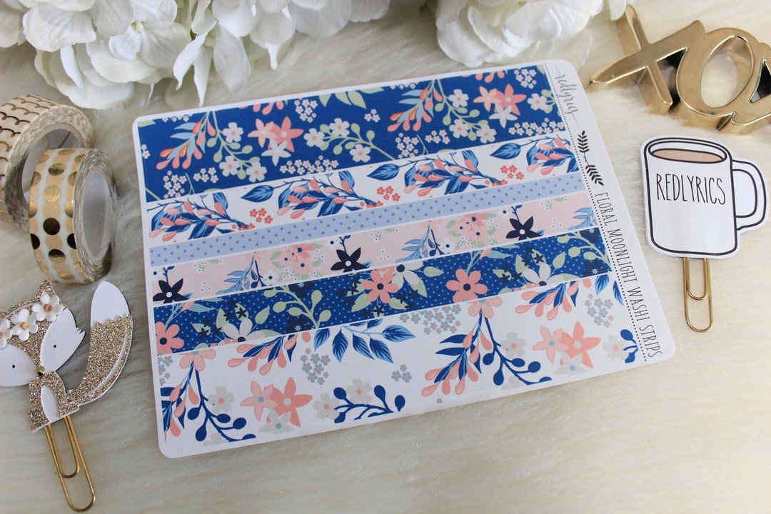 Floral Moonlight, Washi Strips, Planner Stickers - Etsy