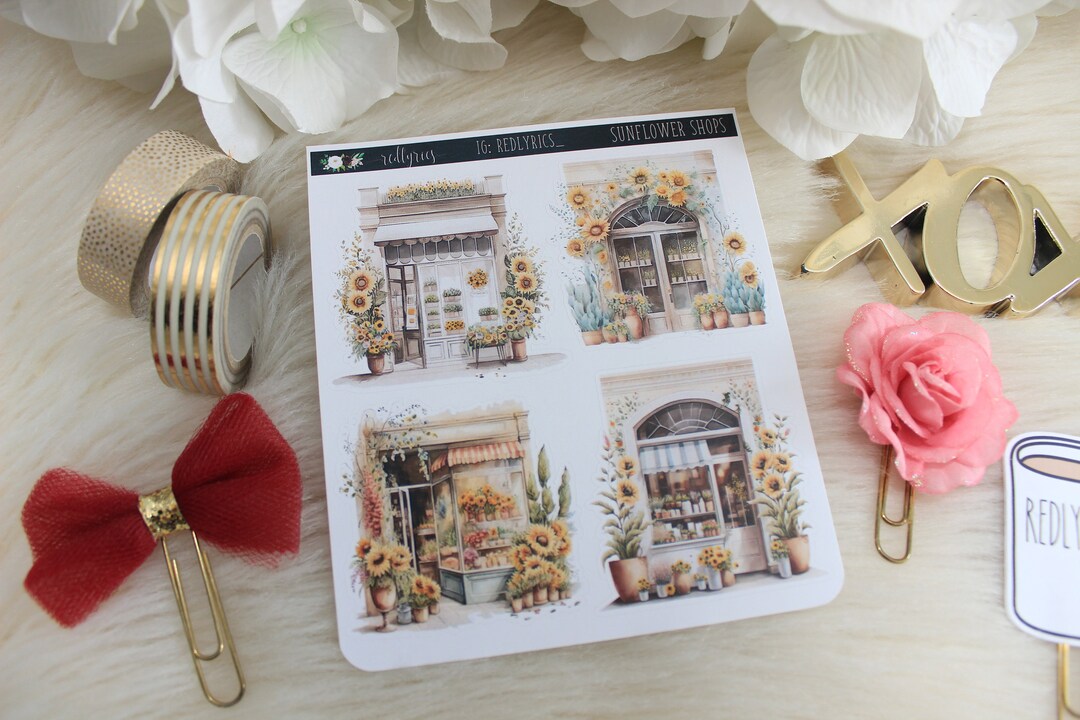 Sunflower Shops Decor, Planner Decoration, Spring Stickers, Planner