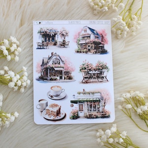 Spring Coffee Shop, Spring Stickers, Planner Decoration, Journal Stickers, Planner Stickers, Fashion Stickers