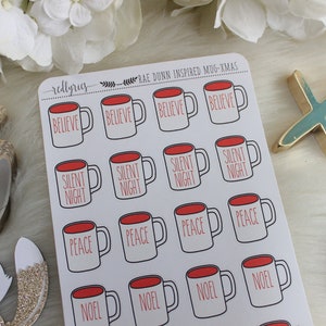 Rae Dunn Inspired Christmas Mugs, Planner Stickers, Planner Accessories