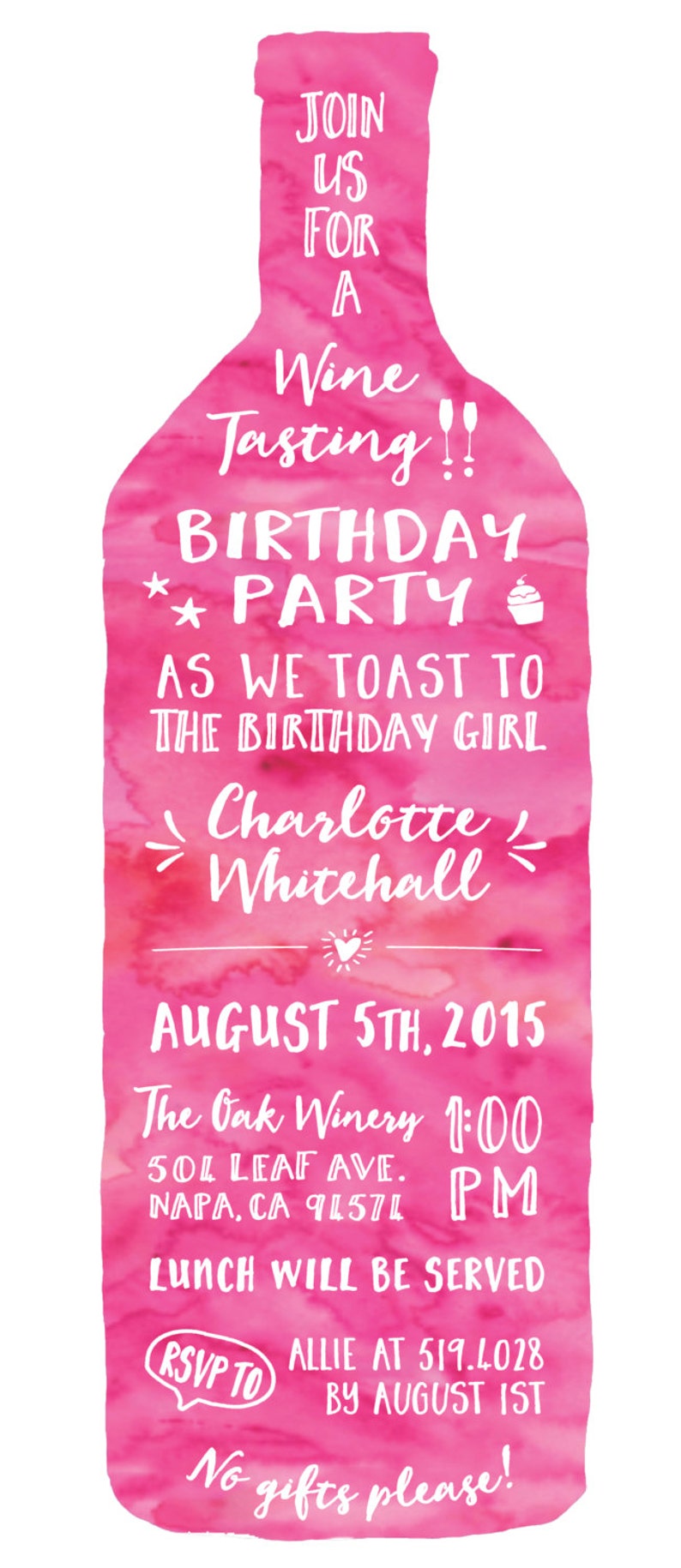 Wine Tasting Theme Birthday Party Invitations Modern | Etsy