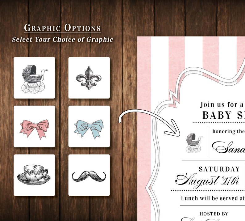 Parisian French Baby Shower Invitations Paris France Etsy