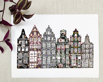 Giclée Print of an Amsterdam Street, Hand-cut from Tana Lawn Fabrics