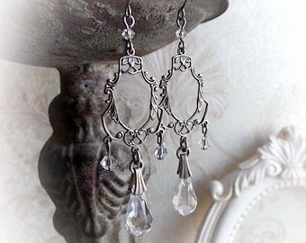 Crystal Chandelier Earrings: Neo Victorian Dangle Earrings Bridal Jewelry
