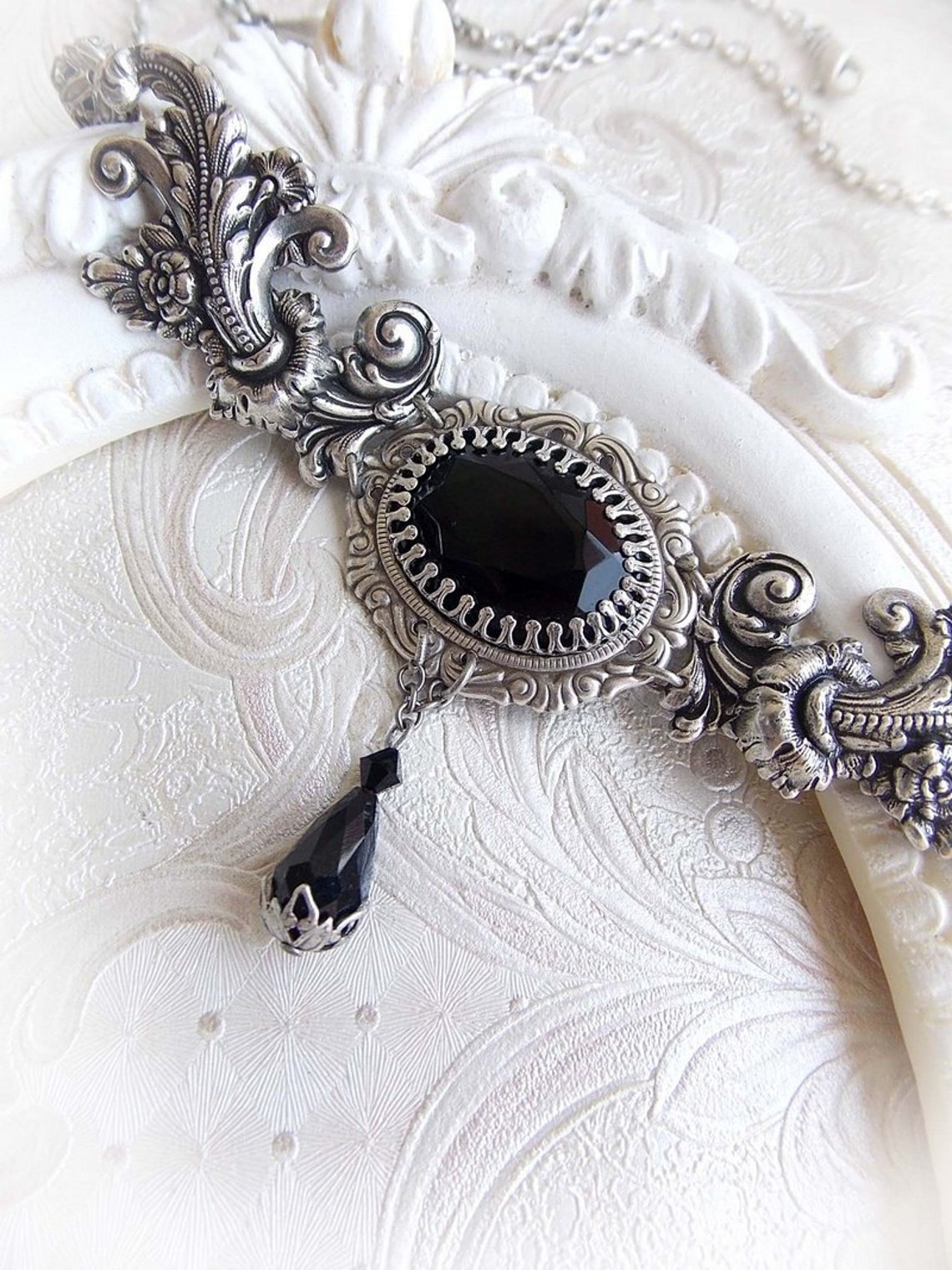 Black Jewel Ornated Tiara Headdress Gothic Circlet Gothic Etsy