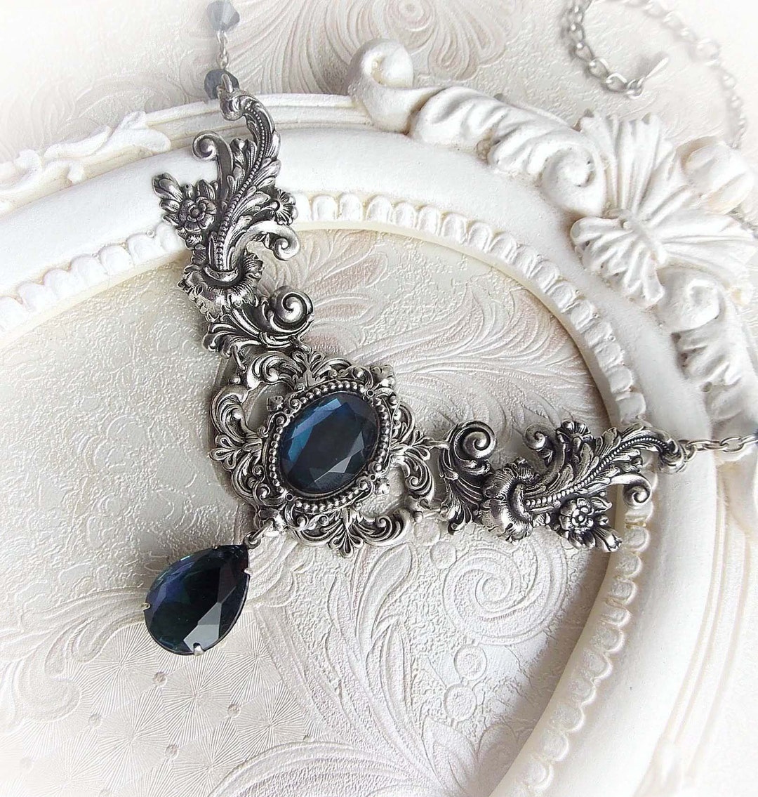 Montana Sapphire Crystal Necklace Gothic Victorian Choker Renaissance ...